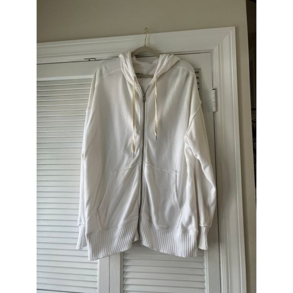 Aerie white zip up oversized tunic sweatshirt Large